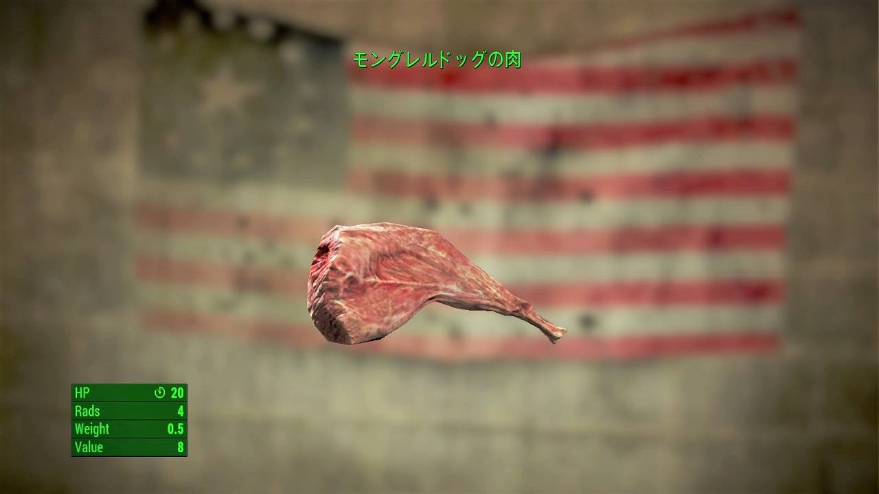 モングレルドッグの肉　アイテム(AID)　フォールアウト4　Fallout4　攻略